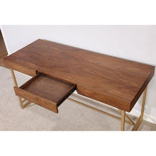 Load image into Gallery viewer, Halstein Light Walnut/Gold Desk