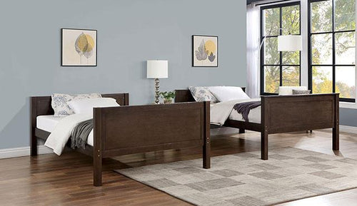 STAMOS Full/Full, Twin/Full, & Twin/twin Bunk Bed, Walnut