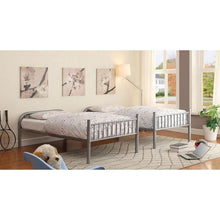 Load image into Gallery viewer, RAINBOW Silver Metal Twin/Twin Bunk Bed