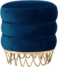 Load image into Gallery viewer, Revolve Navy Velvet Ottoman/Stool