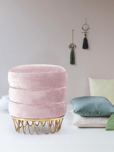 Load image into Gallery viewer, Revolve Pink Velvet Ottoman/Stool