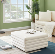 Load image into Gallery viewer, Lorenzo Cream Velvet Ottoman