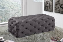 Load image into Gallery viewer, Casey Grey Velvet Ottoman/Bench