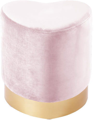Heart Pink Velvet Ottoman/Stool