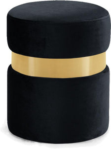 Hailey Black Velvet Ottoman/Stool
