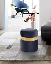 Load image into Gallery viewer, Hailey Grey Velvet Ottoman/Stool