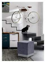 Load image into Gallery viewer, Jax Grey Velvet Ottoman/Stool