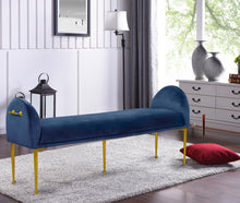 Load image into Gallery viewer, Owen Navy Velvet Bench