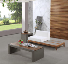 Load image into Gallery viewer, Rio Off White Waterproof Fabric Outdoor Patio Modular Chair w/ Integrated Table