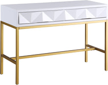 Load image into Gallery viewer, Pandora White Laquer with Gold Console Table image