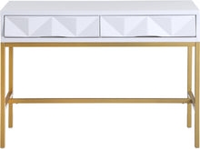 Load image into Gallery viewer, Pandora White Laquer with Gold Console Table