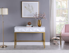 Load image into Gallery viewer, Pandora White Laquer with Gold Console Table