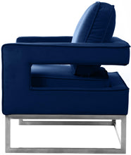 Load image into Gallery viewer, Noah Navy Velvet Accent Chair