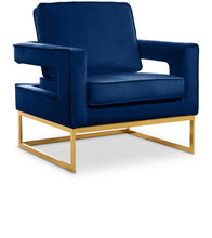 Load image into Gallery viewer, Noah Navy Velvet Accent Chair