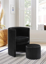 Load image into Gallery viewer, Selena Black Velvet Accent Chair and Ottoman Set