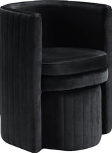 Load image into Gallery viewer, Selena Black Velvet Accent Chair and Ottoman Set