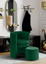 Load image into Gallery viewer, Selena Green Velvet Accent Chair and Ottoman Set