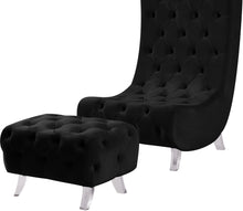 Load image into Gallery viewer, Crescent Black Velvet Ottoman