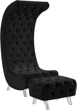 Load image into Gallery viewer, Crescent Black Velvet Ottoman