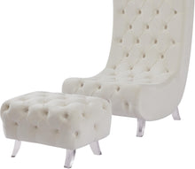 Load image into Gallery viewer, Crescent Cream Velvet Ottoman