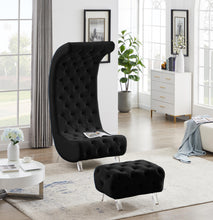 Load image into Gallery viewer, Crescent Black Velvet Ottoman