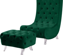 Load image into Gallery viewer, Crescent Green Velvet Ottoman