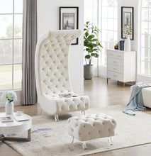 Load image into Gallery viewer, Crescent Cream Velvet Ottoman