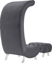 Load image into Gallery viewer, Crescent Grey Velvet Accent Chair