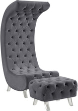 Load image into Gallery viewer, Crescent Grey Velvet Ottoman