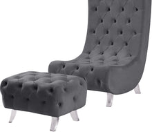Load image into Gallery viewer, Crescent Grey Velvet Ottoman