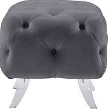 Load image into Gallery viewer, Crescent Grey Velvet Ottoman