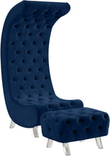 Load image into Gallery viewer, Crescent Navy Velvet Ottoman