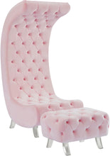Load image into Gallery viewer, Crescent Pink Velvet Ottoman