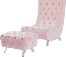 Load image into Gallery viewer, Crescent Pink Velvet Ottoman