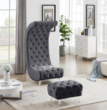 Load image into Gallery viewer, Crescent Grey Velvet Ottoman