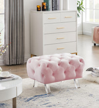 Load image into Gallery viewer, Crescent Pink Velvet Ottoman