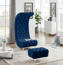 Load image into Gallery viewer, Crescent Navy Velvet Ottoman