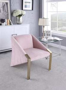 Rivet Pink Velvet Accent Chair