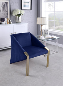 Rivet Navy Velvet Accent Chair