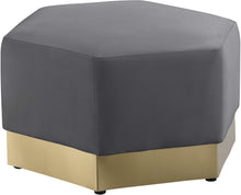 Load image into Gallery viewer, Marquis Grey Velvet Ottoman