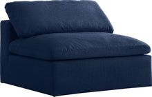 Load image into Gallery viewer, Serene Navy Linen Fabric Deluxe Cloud Armless Chair