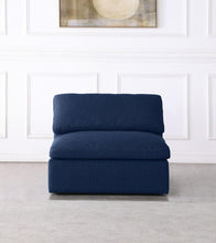 Load image into Gallery viewer, Serene Navy Linen Fabric Deluxe Cloud Armless Chair