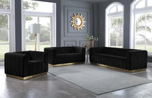 Load image into Gallery viewer, Marlon Black Velvet Loveseat