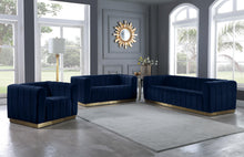 Load image into Gallery viewer, Marlon Navy Velvet Loveseat