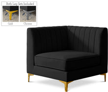 Load image into Gallery viewer, Alina Black Velvet Corner Chair