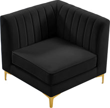 Load image into Gallery viewer, Alina Black Velvet Corner Chair