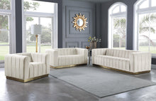 Load image into Gallery viewer, Marlon Cream Velvet Loveseat