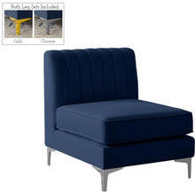 Load image into Gallery viewer, Alina Navy Velvet Armless Chair