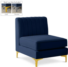 Load image into Gallery viewer, Alina Navy Velvet Armless Chair