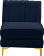 Load image into Gallery viewer, Alina Navy Velvet Armless Chair